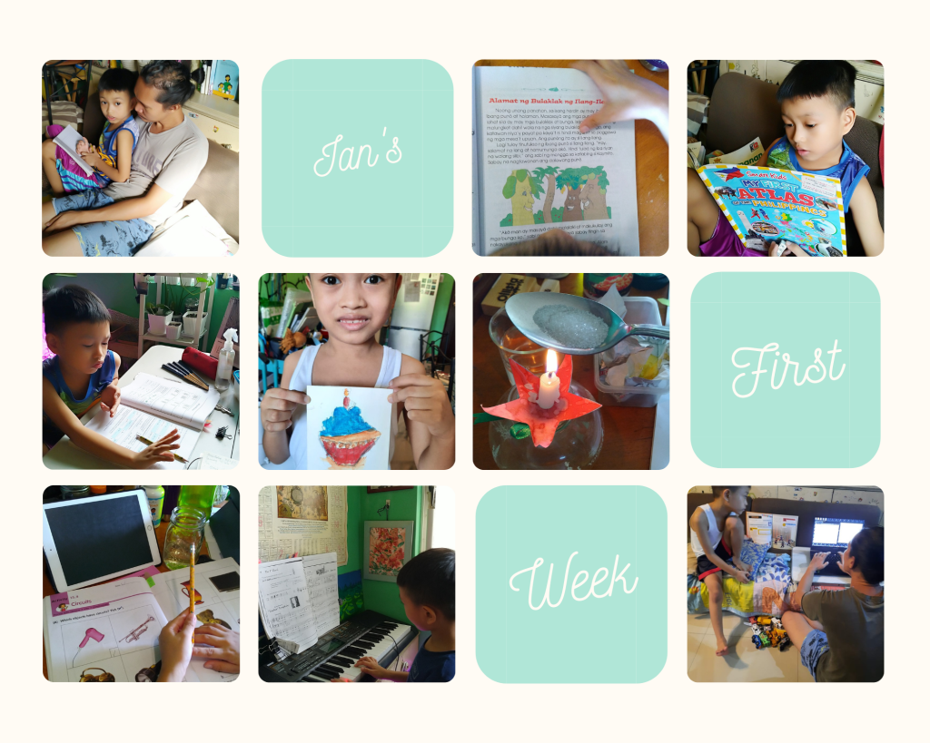 photo collage  of Ian's first week

