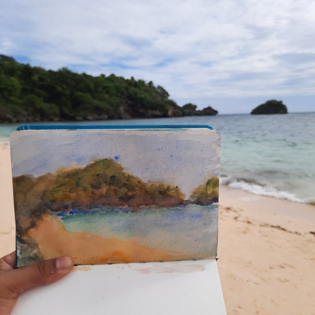 painting en plein air at Ilig-iligan Beach