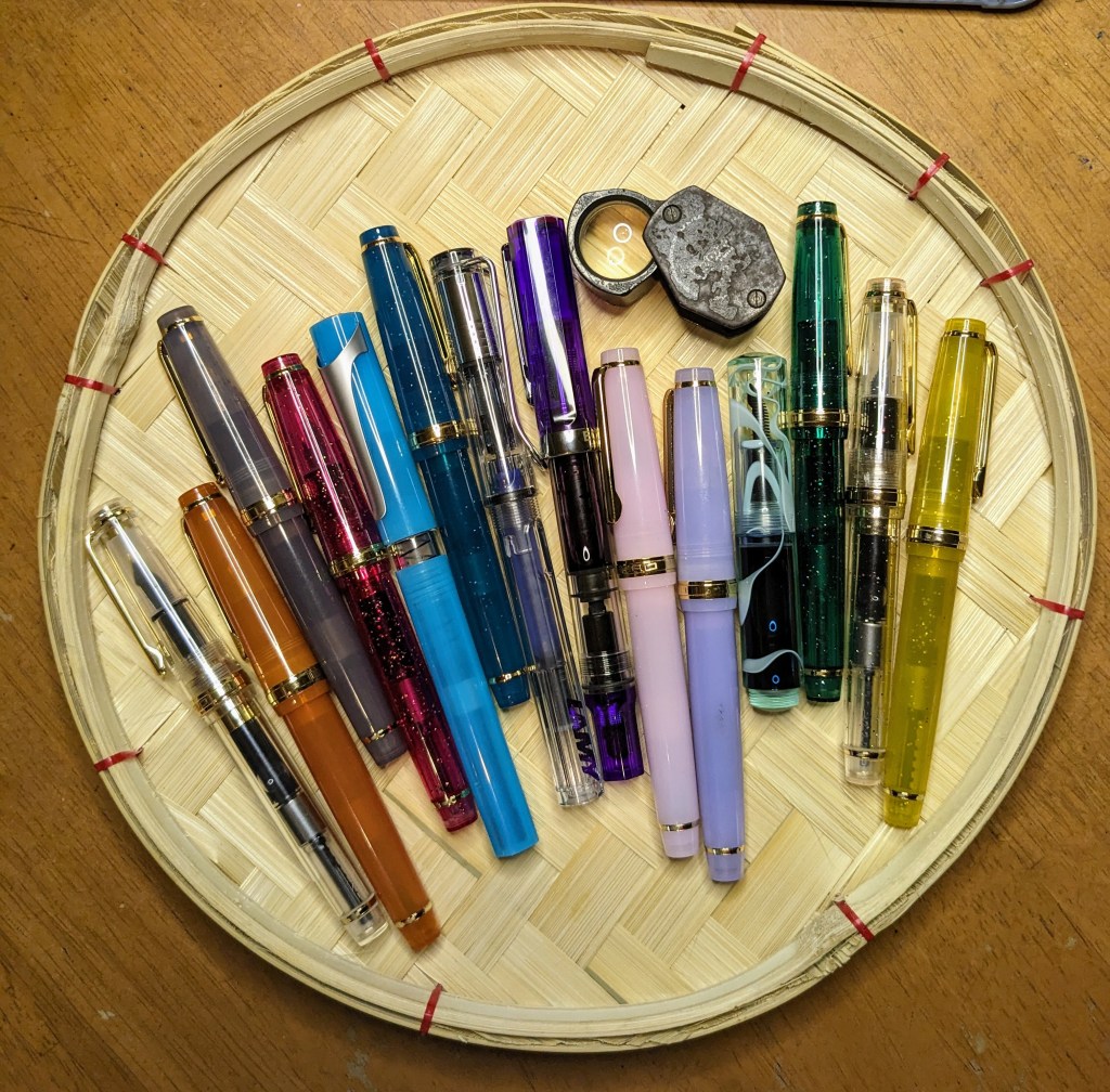 my fountain pens and BelOMO hand loupe