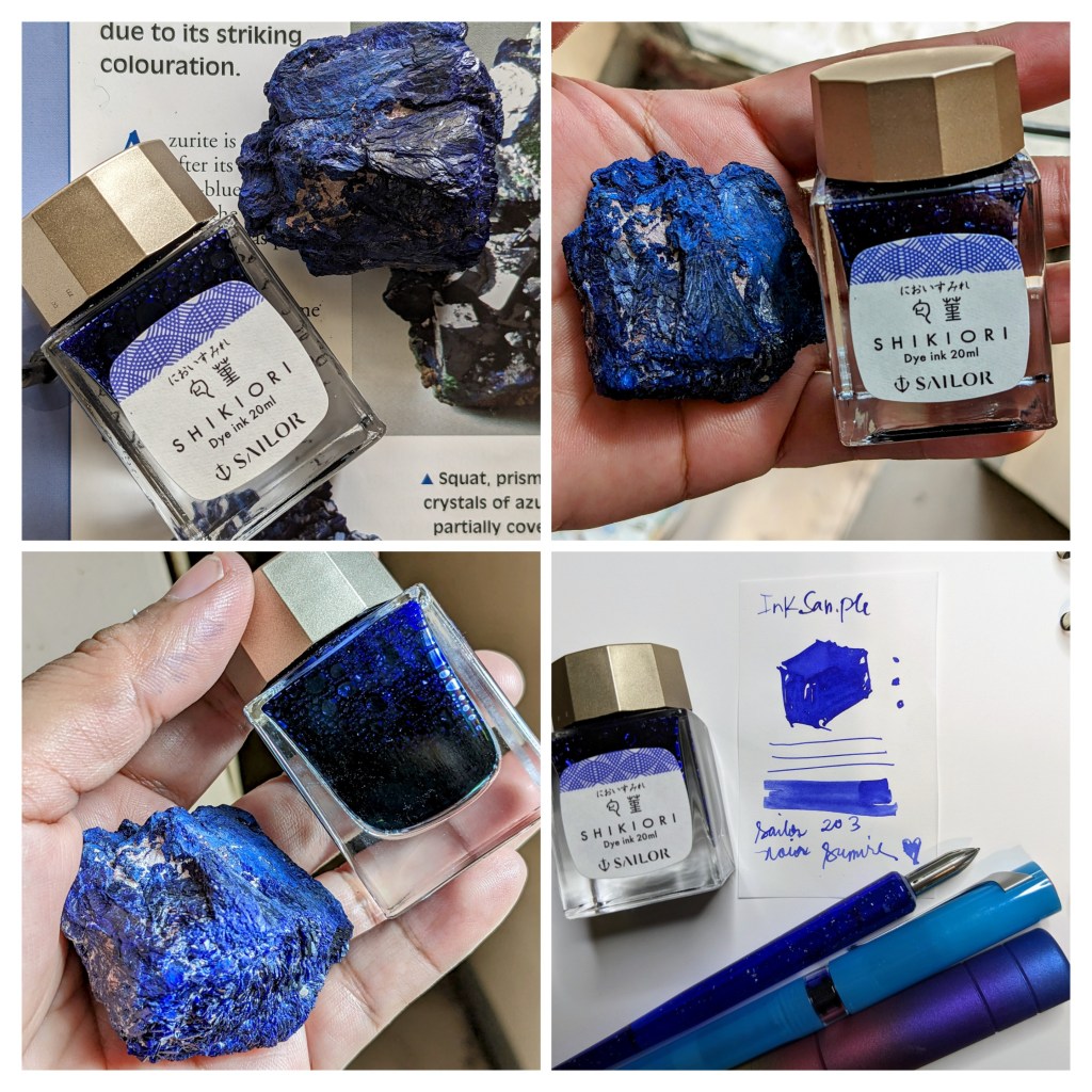 Sailor Shikiori Nioi Sumire dye ink with an azurite mineral