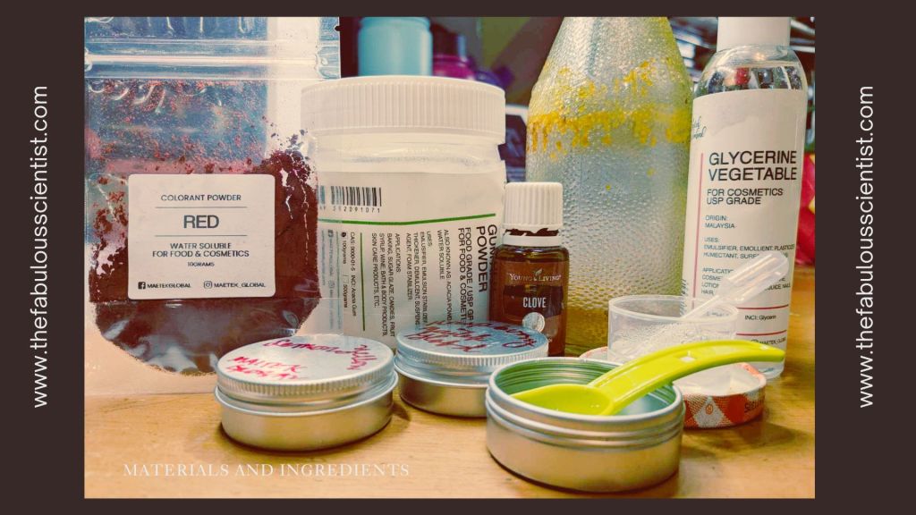 Ingredients and tools for making your own watercolors