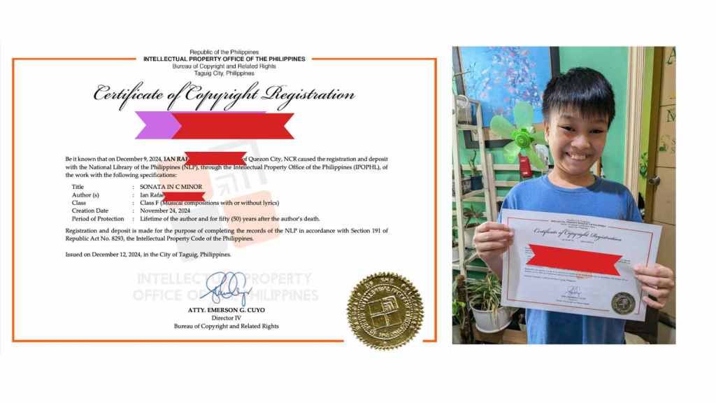 copyright certificate for Ian's work