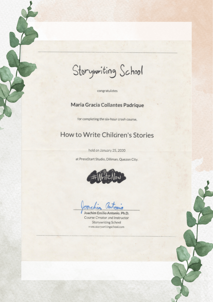 Story Writing certificate of Grass