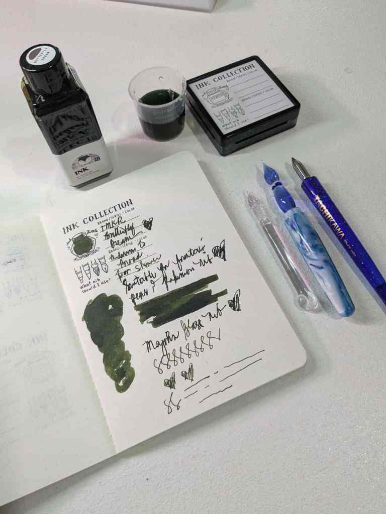 Glass nib pens, Kakimori nib, and Troublemaker Butterfly Dream ink
